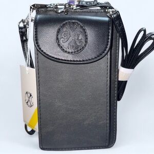 Christian Lacroix Black Vegan Leather Cell Phone Crossbody Wristlet - NWT